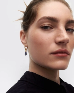 Одиночная серьга Sodalite Jupiter серебро 925 пробы покрытое золотом