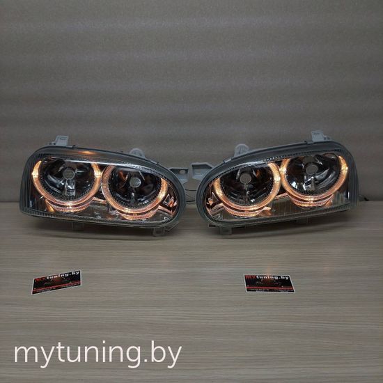 Передние фары angel eyes chrome для Volkswagen Golf 3