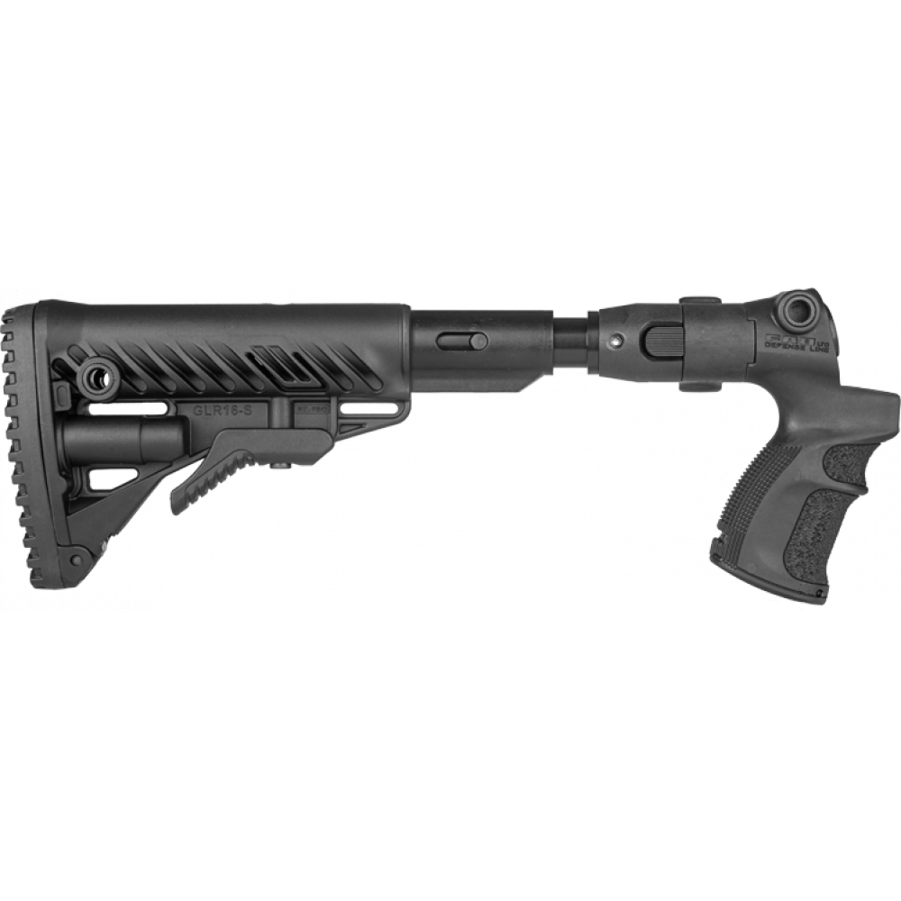 Телескопический складной приклад с амортизатором AGMF 500 FK SB для Mossberg 500/590, Maverick 88, черный