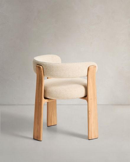 Уличный стул Granite бежевый с ножками из тикового дерева