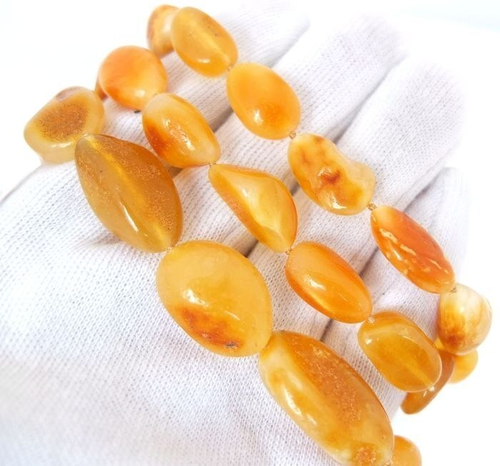 Бусы из натурального янтаря антик медовый (7159)
