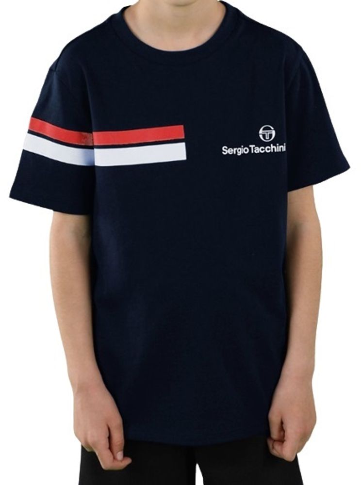 Футболка для мальчика теннисная Sergio Tacchini Vatis Jr T-shirt - black/orange