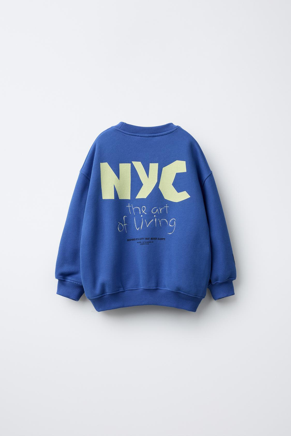 ZARA ТОЛСТОВКА С ВЫШИВКОЙ NYC, ЯРКО-СИНИЙ