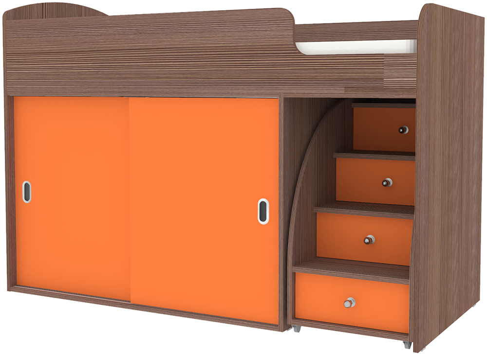 Кровать-чердак КарИВи Малыш Купе Бодего Темный Оранжевый