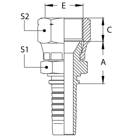 Фитинг DN 25 JIS 33x1.5 (2 шестигранника)