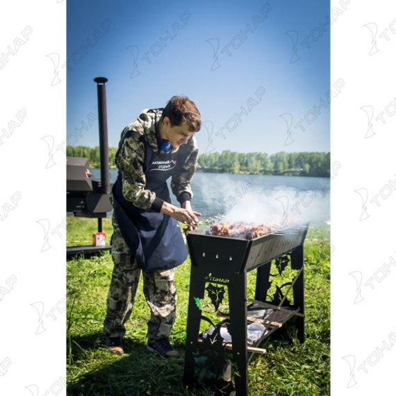 Мангал стационарный Тонар Гефест Премиум 3мм 895х370х850 (термокраска)