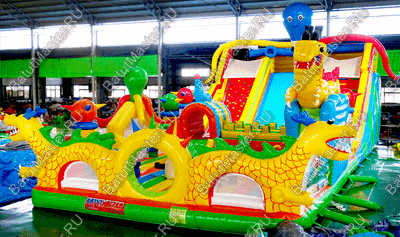 Коммерческий надувной батут "Осьминоги и драконы" 17*8*7 м