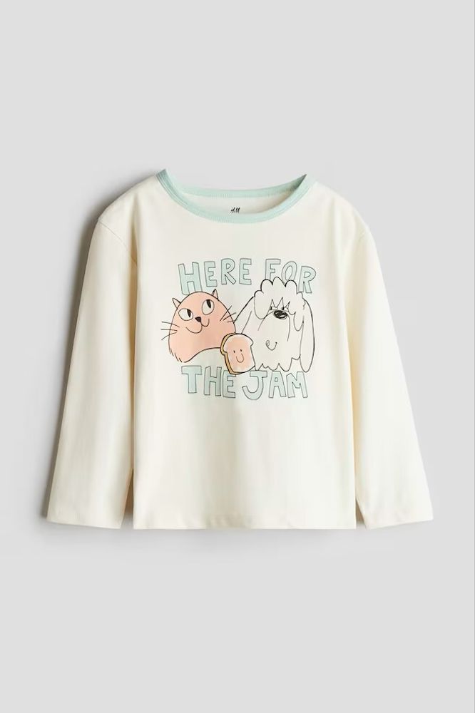 H&amp;M Топ с принтом, кремовый