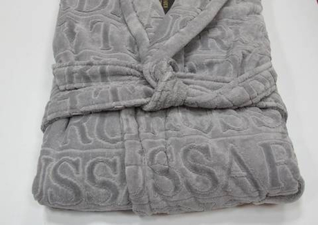Халат велюровый Trussardi Overlogo Grey 004 серый