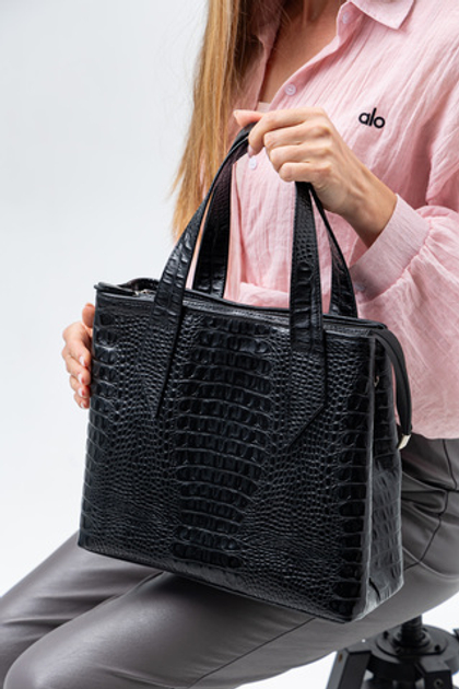 Louis Lefevre Сумка женская натуральная кожа через плечо тоут черная для документов а4