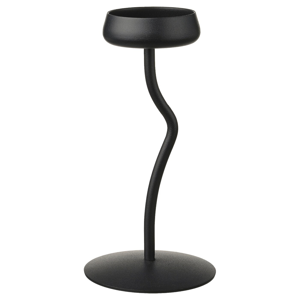 IKEA SILVERPÄRON  (ИКЕА СИЛВЕРПÄРОН)  -  Подсвечник в виде колонны, черный, 24 см