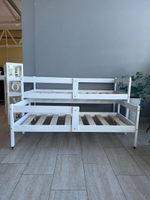 Кровать подростковая двухуровневая "Матрешка-Мини" 190*80/180*80 см белый 2 борта (СЧ)