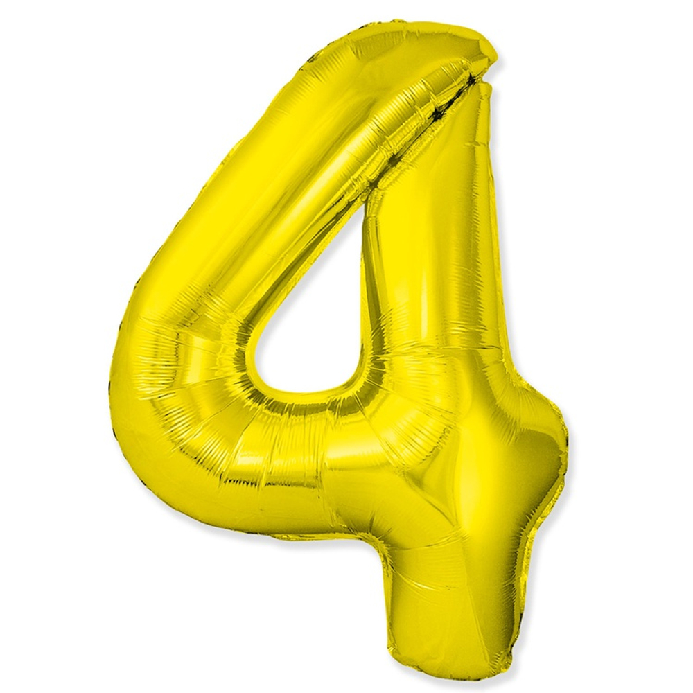 Шар фольгированный Цифра 4 101 см (Золотой)