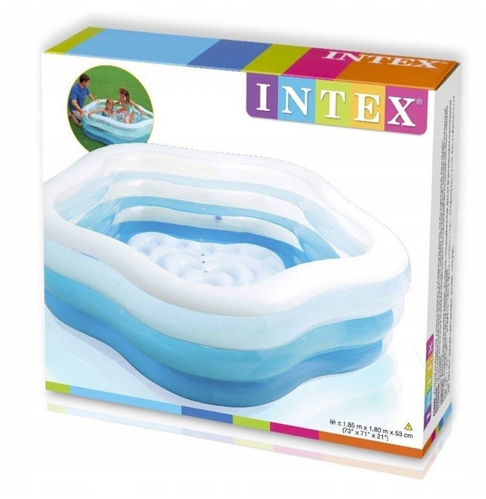 Бассейн надувной Intex 56495 Sea Shell 185х180х53 см / Пятиугольный бассейн Морская Звезда Интекс с надувным дном для дачи и отдыха