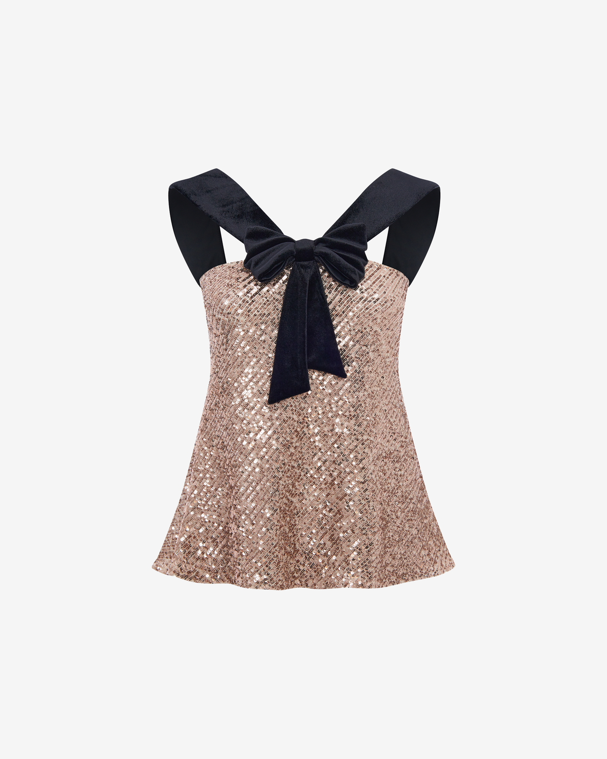 Топ из пайеток и бархата с бантом