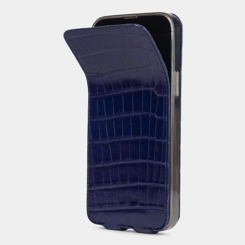 Special order: Чехол для iPhone 13 Pro Max из кожи крокодила, синего цвета