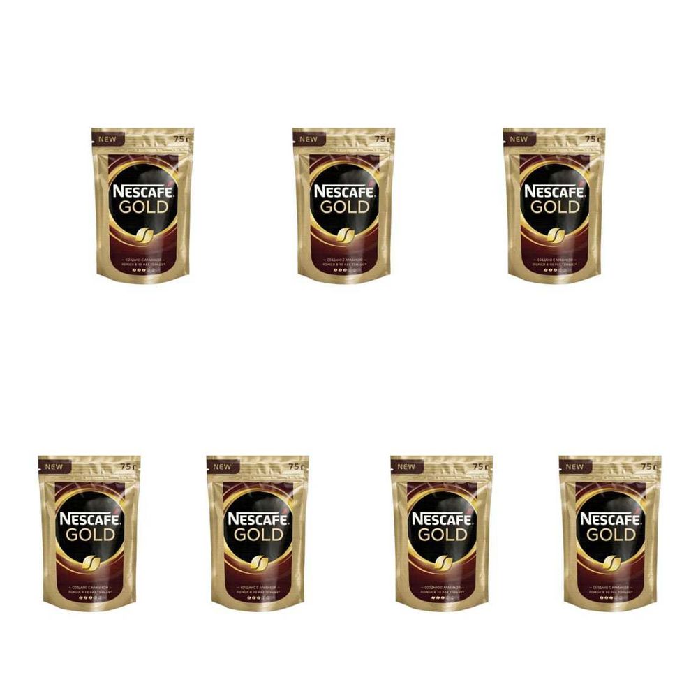 Кофе растворимый Nescafe Gold, пакет, 75 г 7 уп