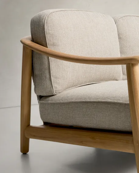 Уличный 3-х местный диван Elunda из тикового дерева и бежевой веревки