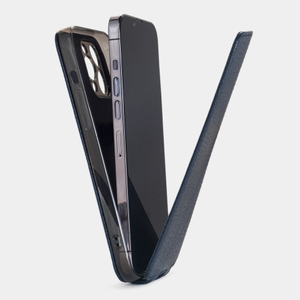 Чехол для iPhone 14 Pro Max из кожи козы, синего цвета