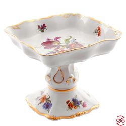 Салатник квадратный на ножке Queen's Crown Мейсенский букет 19см