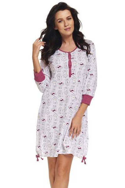 Светло-серая сорочка на пуговках с принтом в виде кошек (Размер: M) (Цвет: светло-серый)