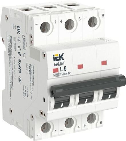 Выключатель автоматический модульный 3п L 5А M06N-DC ARMAT IEK AR-M06N-3-L005DC