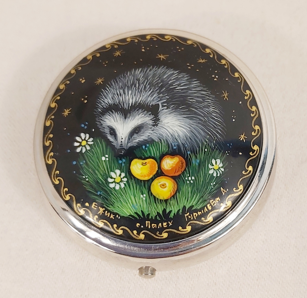 Таблетница с ручной росписью Палех "Ёжик"