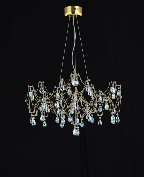 Подвесная люстра светодиодная с пультом и хрустальными подвесками K9 MyFar Ileria MR2652-57P-50СD