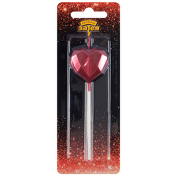 Свеча Сердце Диамант красное 3,5см