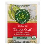Traditional Medicinals, Organic Throat Cover®, эвкалипт, без кофеина, 16 упакованных чайных пакетиков, 28 г (0,99 унции)