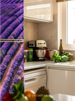 Наклейка интерьерная на холодильник лавандовое поле