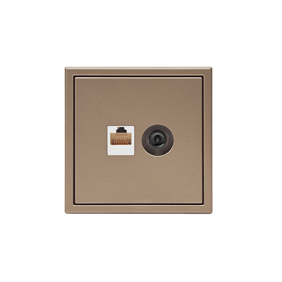 Розетка компьютерная + телевизионная 2-м СП ArtGallery RJ45 кат.5E + TV механизм шампань SE GAL000589