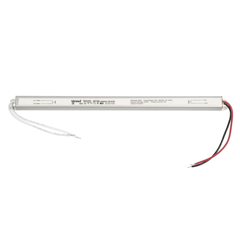 UET-VAT-060A20 12V IP20 Блок питания ультратонкий. 60Вт. Металлический корпус. TM Uniel