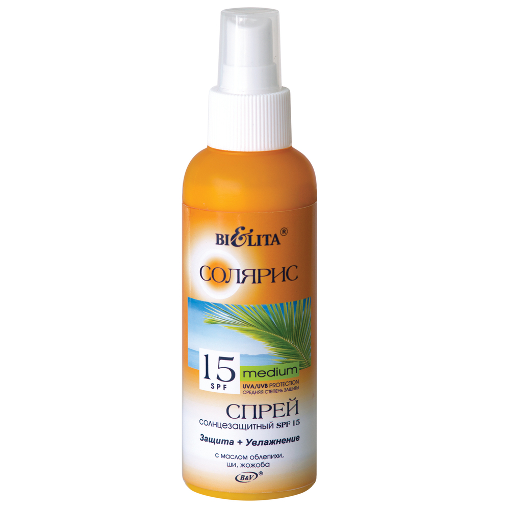 "Солярис" Спрей солнцезащитный SPF 15 для тела Защита + Увлажнение с маслом облепихи 145 мл