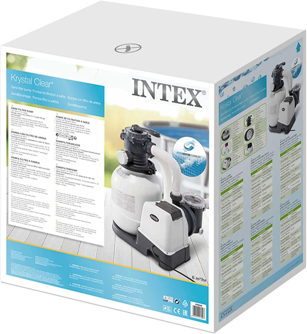 Песочный фильтр-насос для бассейна 6000 л/ч Intex 26646 (SX2100), песчаный фильтрующий насос Krystal Clear (полный комплект)