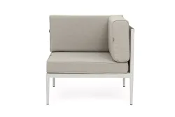 "Касабланка" угловой модуль плетеный из роупа, каркас алюминий светло-серый (RAL7035) муар, роуп серо-коричневый 23мм, ткань бежевая 15052