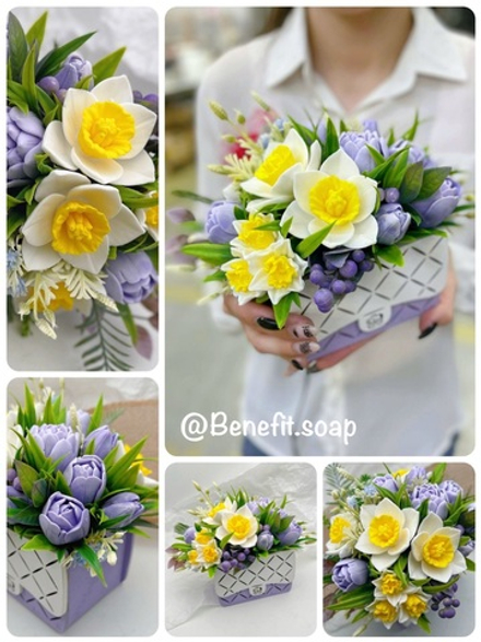 Букет из мыла «Тюльпаны и нарциссы, вайлет»