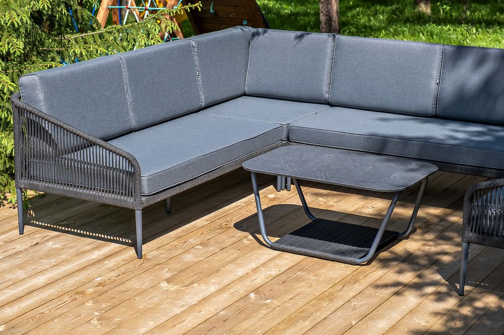 "Канны" модульная угловая лаунж-зона из роупа (веревки), цвет темно-серый