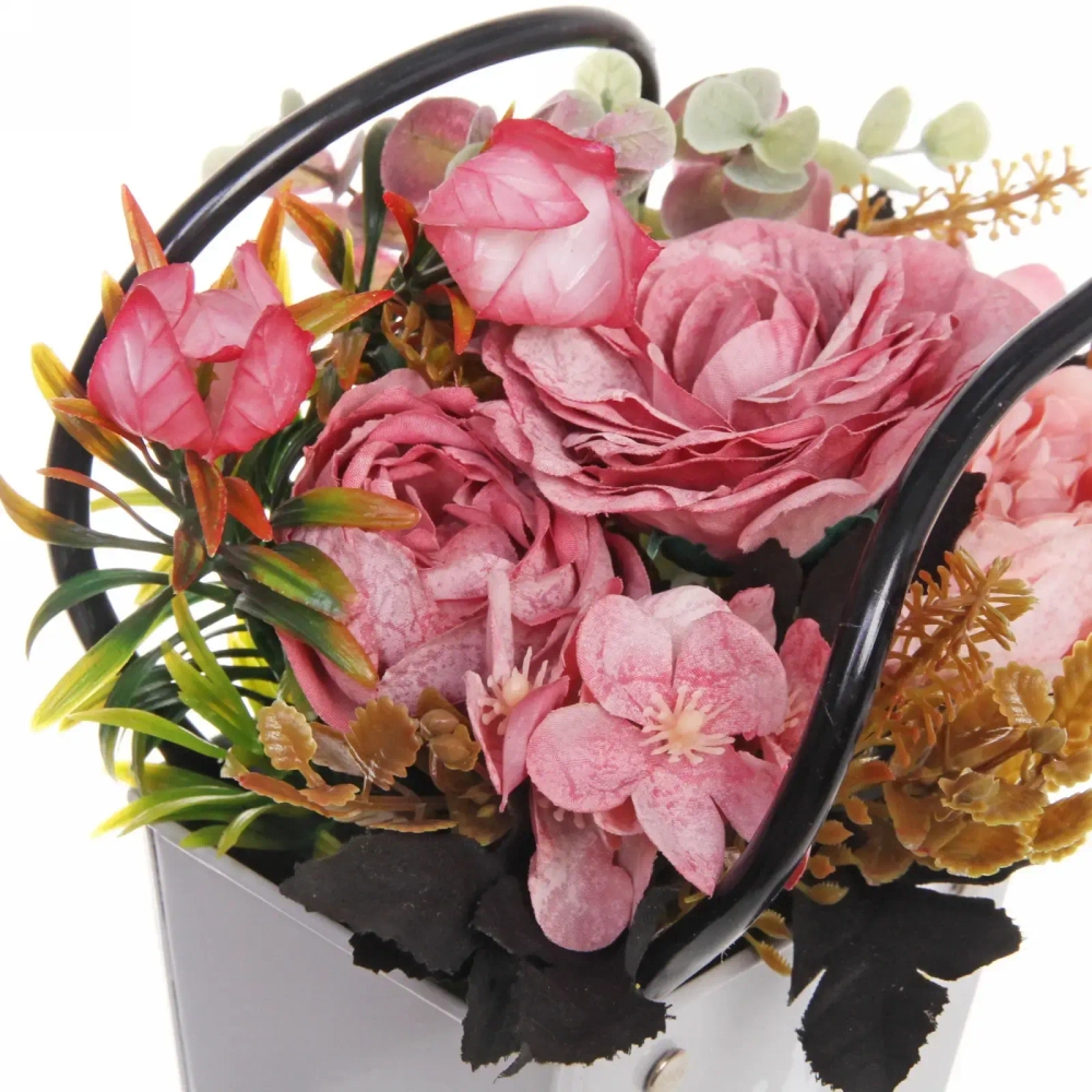 Цветочная композиция «Розовый туман» 15*11*20см в корзинке, цвет розовый