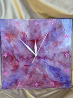 Уникальные дизайнерские часы из эпоксидной смолы. Квадрат 30 см. Ручная работа.