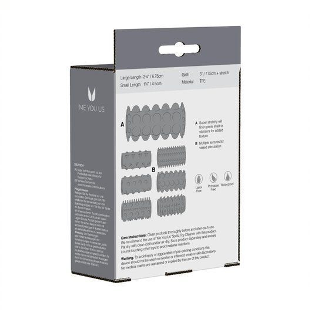 Набор из 7 прозрачных насадок Sensual Seven Textured Sleeves (Цвет: прозрачный)