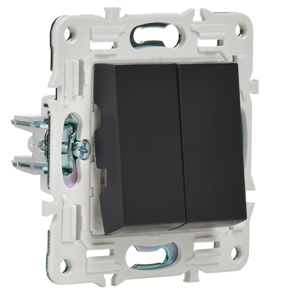 SKANDY Выключатель 2-клавишный проходной 10А SK-V05Bl черный IEK