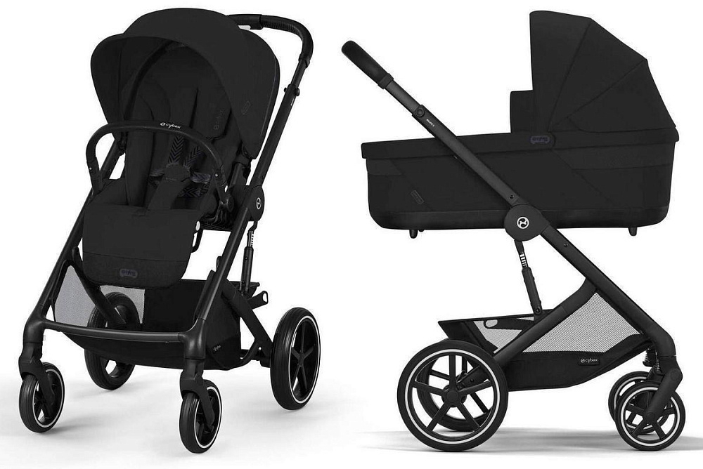 Коляска Cybex Balios S Lux BLK complete Aton S2 Ocean Blue 3 в 1 Moon Black с дождевиками