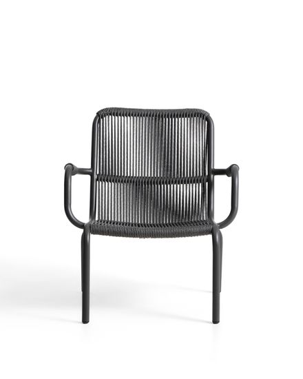 Уличное кресло Salis из графитового алюминия и темно-серой веревки