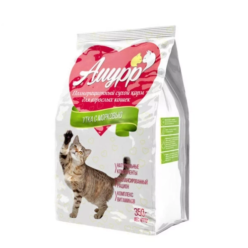 Сухой корм Амурр для взрослых кошек, утка морковь, 350 г