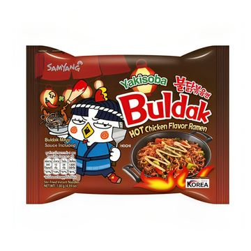 Лапша быстрого приготовления Samyang Buldak Yakisoba Hot Chicken Flavor Ramen со вкусом курицы в соусе якисоба, 130 г (Корея)