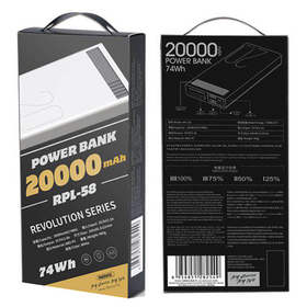 Внешний Аккумулятор (Power Bank) Remax RPL-58 20000 mAh (5,0V - 1A, 2USB) Белый