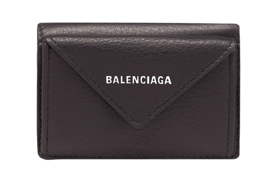 Balenciaga PAPIER Cow Leather Wallet Mini Unisex Black
