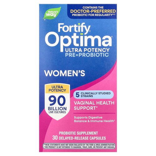 Nature's Way, Fortify Optima, пробиотики и пребиотики для женщин, улучшенная формула для ухода, 90 млрд КОЕ, 30 капсул с отсроченным высвобождением