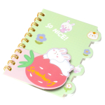 Блокнот 11,5 см * 15,5 см, Alingar, гребень, обложка пластик, вырубка, клетка, 70 л., "Зайчик с клубничкой"